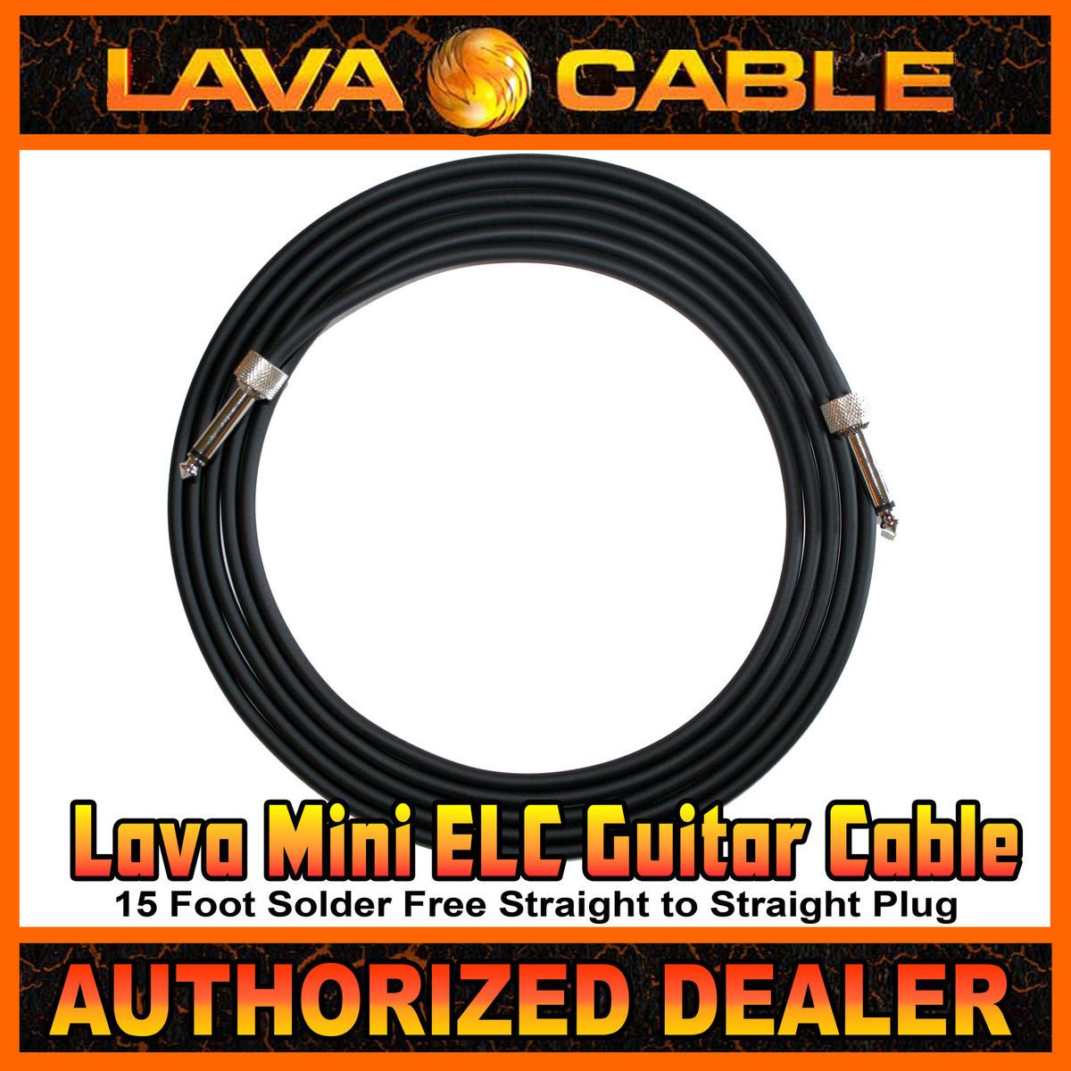 Lava 15 Mini ELC Lightweight Guitar Patch Cable Black Straight Plugs