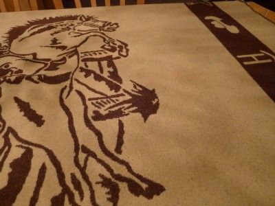 Faribault Blanket Bucking Bronco   Rodeo   Horse   Wool   Brown & Tan