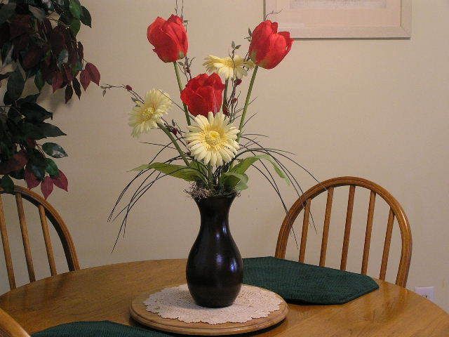 Silk Flowers Red Tulips Yellow Gerbera Daisies