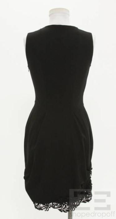 Ermanno Scervino Black Pocket Lace Hem Sleeveless Dress Size 38