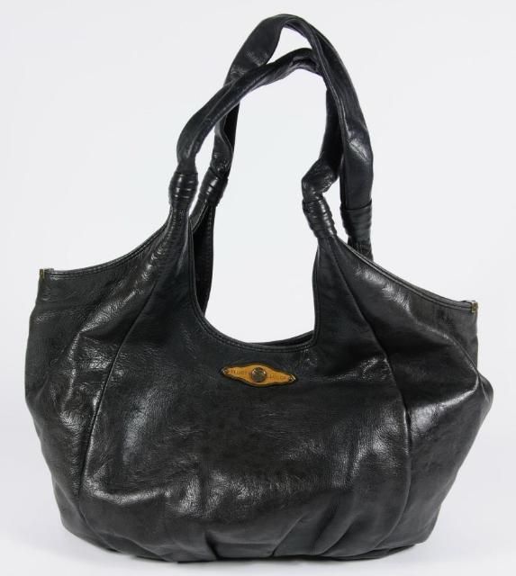 Elliott Lucca Black Leather Round Bottom Shoulder Bag