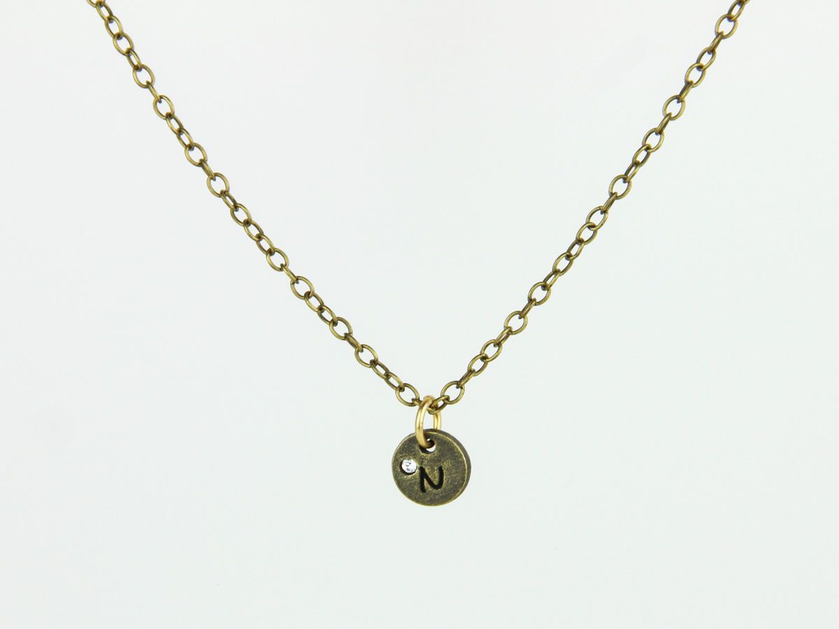 Ettika Fashion Jewelry Bronze Small N Pendant Chain Necklace $35 New