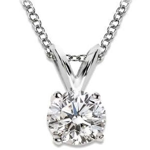 52 CTW F Color Natural Diamond Solitaire Pendant in 14k White Gold