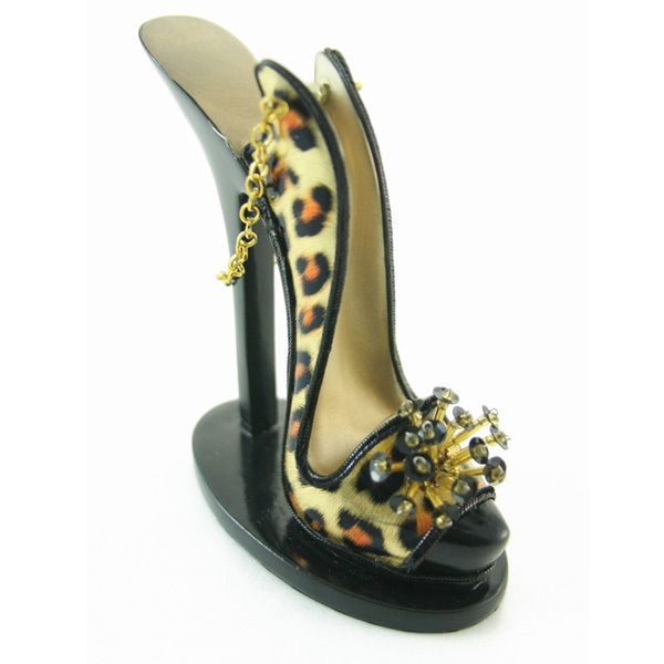 Eyeglass Holder Stand Brown Animal Leopard Print Shoe