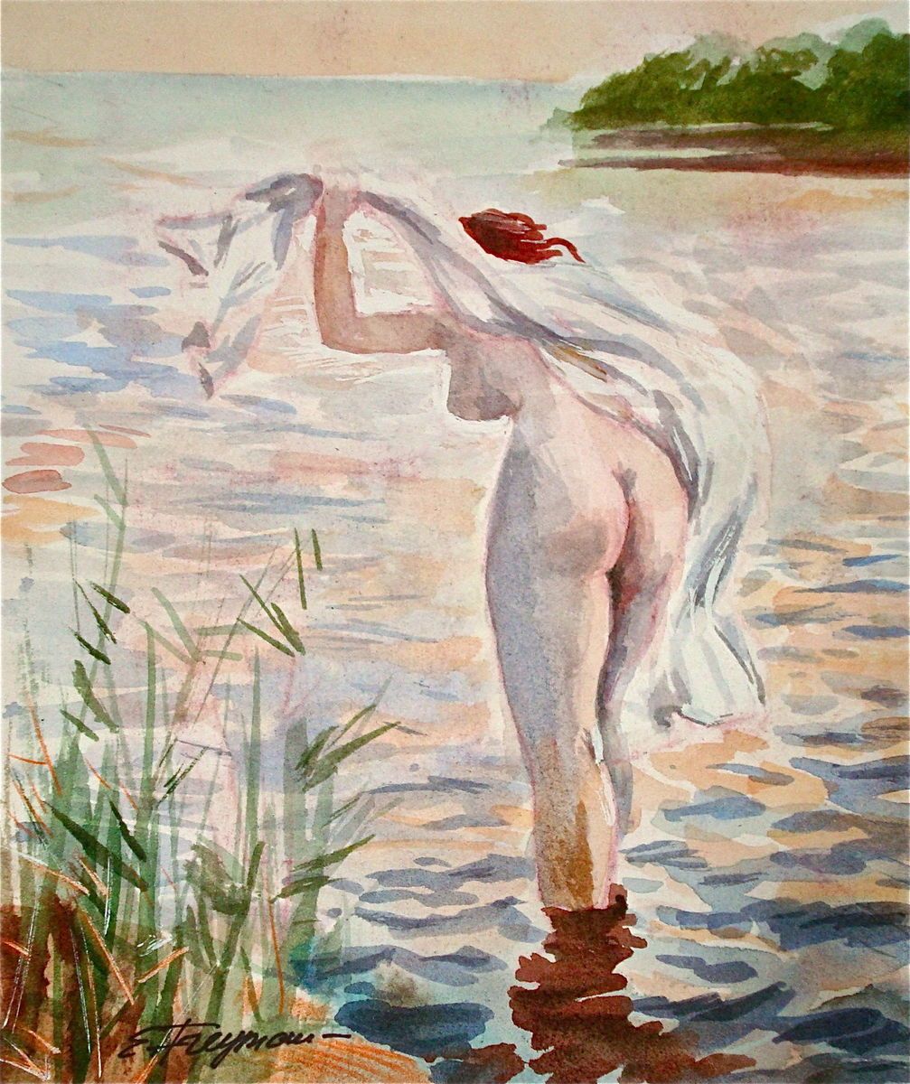 Erik Freyman Bather Original Watercolor