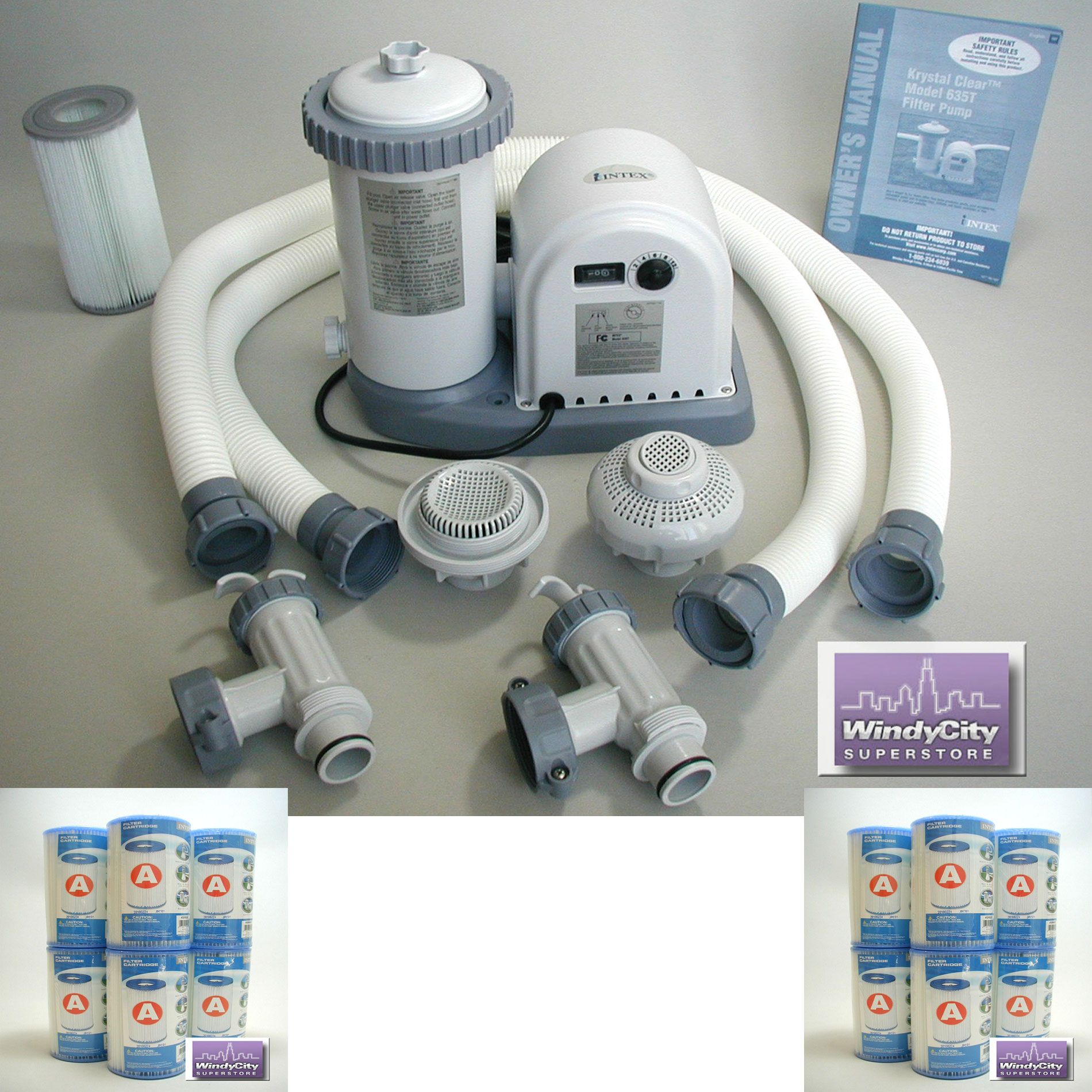  Filter Pump Model 635 with Auto Timer + 12 Type A Filter Cartridges