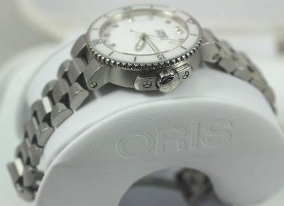 ORIS AQUIS DATE LADIES CERAMIC & DIAMOND AUTOMATIC STEEL WATCH