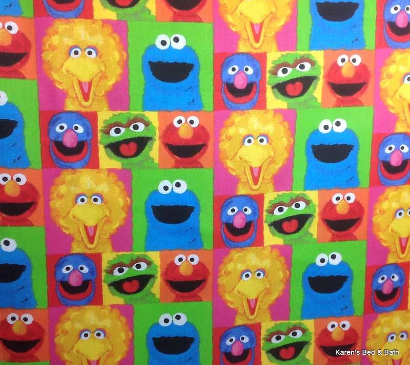  Blue Monster Ernie Pink Green Red Orange Block Patch Curtain Valance