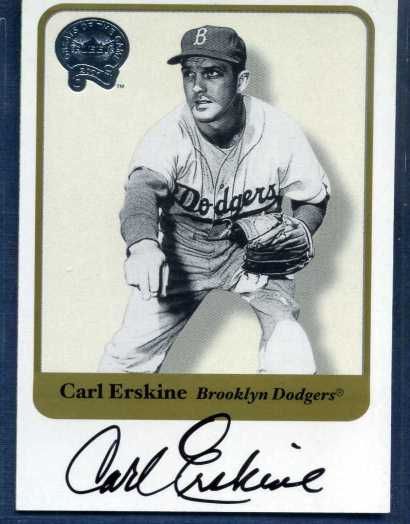  Fleer Greats of The Game Autograph Carl Erskine Signed Dodgers