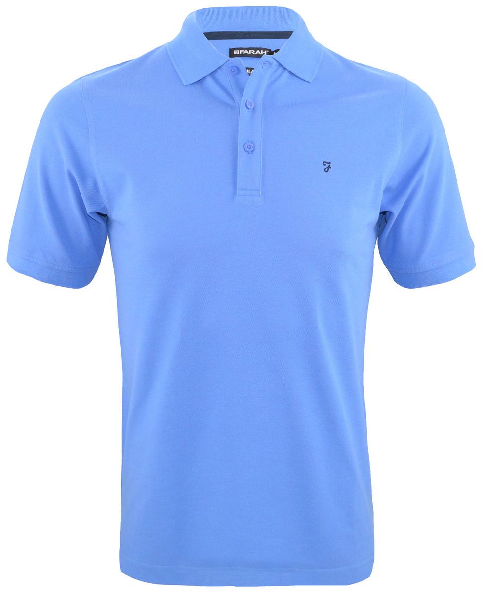 D2 New Mens Farah Polo Jersey Shirt Pure Cotton Blue Regatta