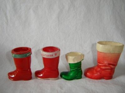 Vintage Candy Container Boots 2 Made of Wax 30s 40s 2 of Hard