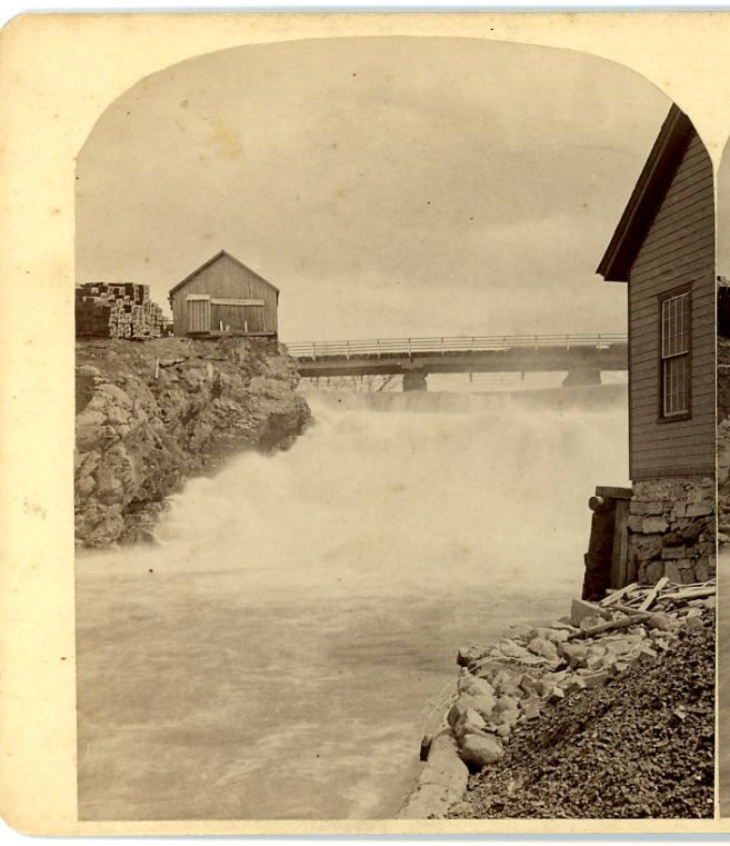  BURLINGTON WINOOSKI VT STEREOVIEW WINOOSKI RIVER MILL FALLS BUILDINGS