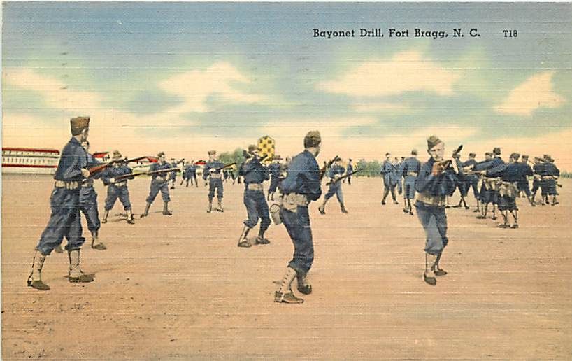 NC Fort Bragg Bayonet Drill mailed 1942 Early T50089