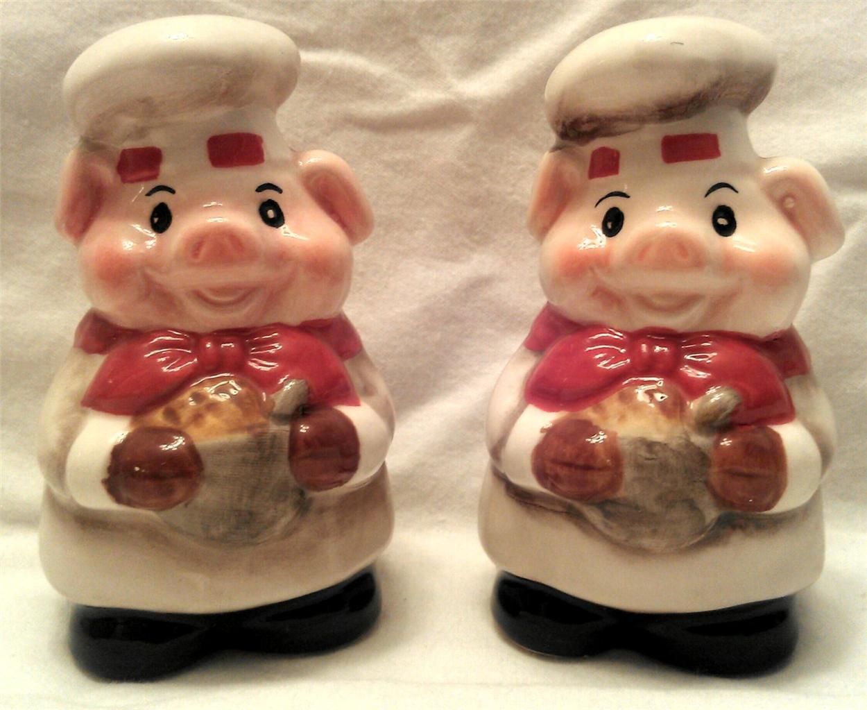 Fat Pig Cafe French Chef Salt Pepper Shaker Italian Bistro Ceramic