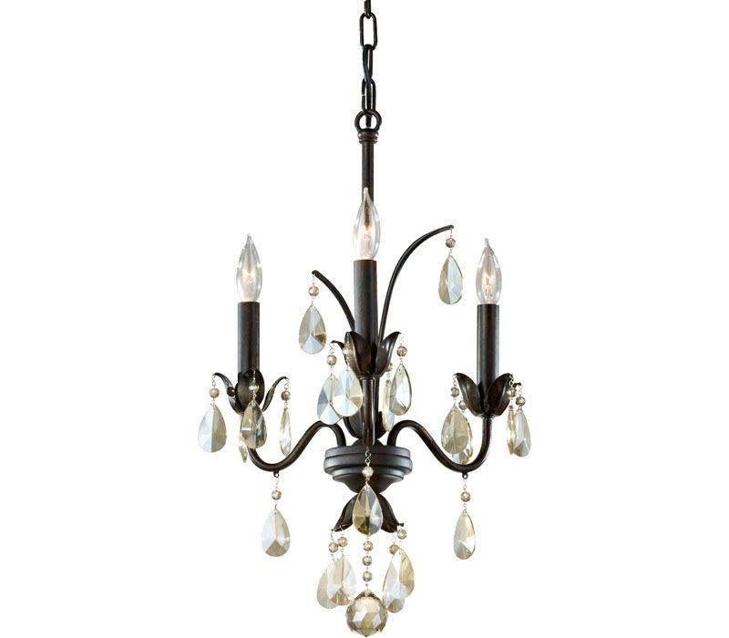 Feiss F2756/3LBR, Charlene Mini Crystal Chandelier, 3 Light, 180 Watts