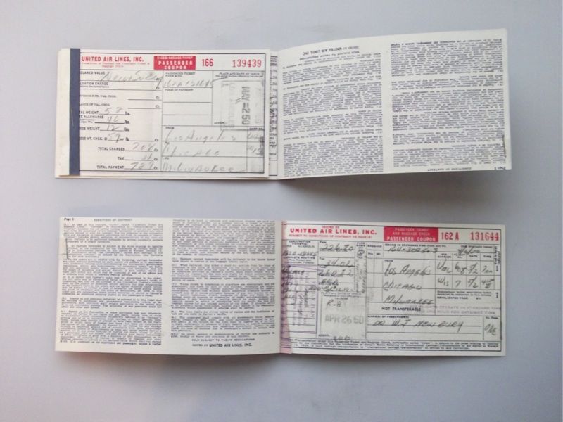 vintage united mainliner flight tickets 2 passenger tickets and