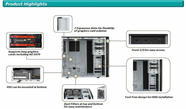 Compatible with Micro ATX and ATX 7 expansion slots for flexibility of