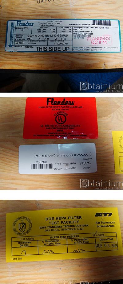 Flanders Nuclear Grade HEPA Filter 24x24x11 5