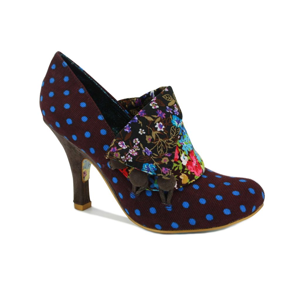 Irregular Choice Flick Flack Womens Fabric Heels Blue Brown