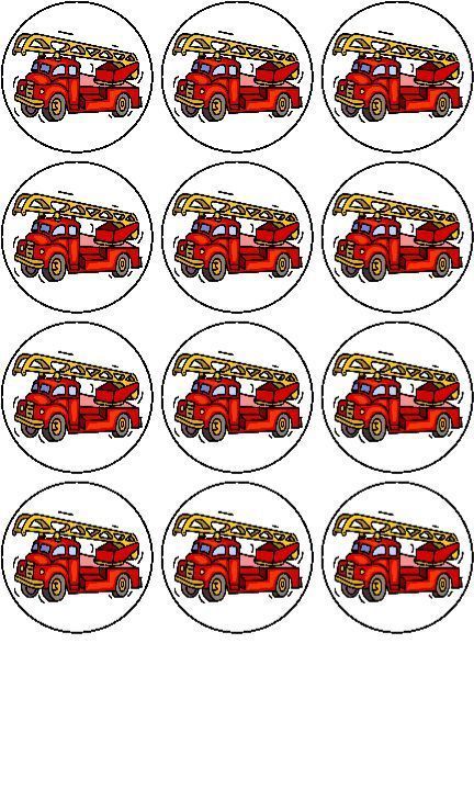  Fire Engine Edible Fairy Cake Toppers