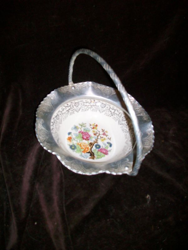 FARBER SHLEVIN ALUMINUM BASKET VINTAGE CHINA BOWL