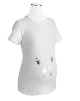  Maternity T Shirt Short Sleeve Hands Feet Baby Footprint Prints