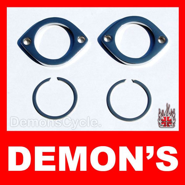 NEW CHROME EXHAUST FLANGES KIT WITH SNAP RINGS FIT HARLEY EVOLUTION