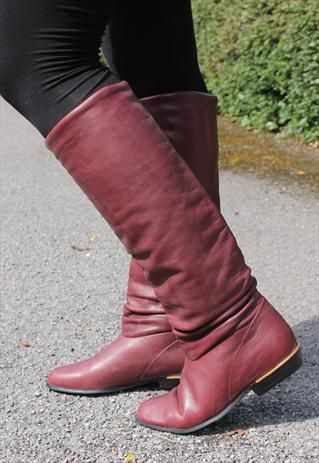 Vintage Tan Leather Boots 6 Slouch Knee High Cavalier 70s 80s Pull On