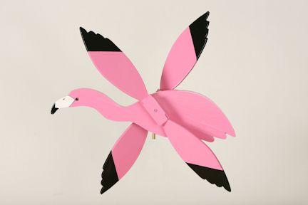 Flamingo Bird Wooden Folk Art Wind Whirligig