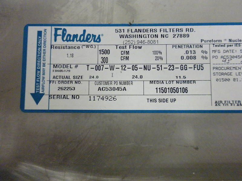 Flanders Pureform Nuclear HEPA Filter T 007