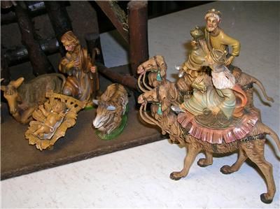  vintage fontanini 13 piece nativity set including cathedral stable