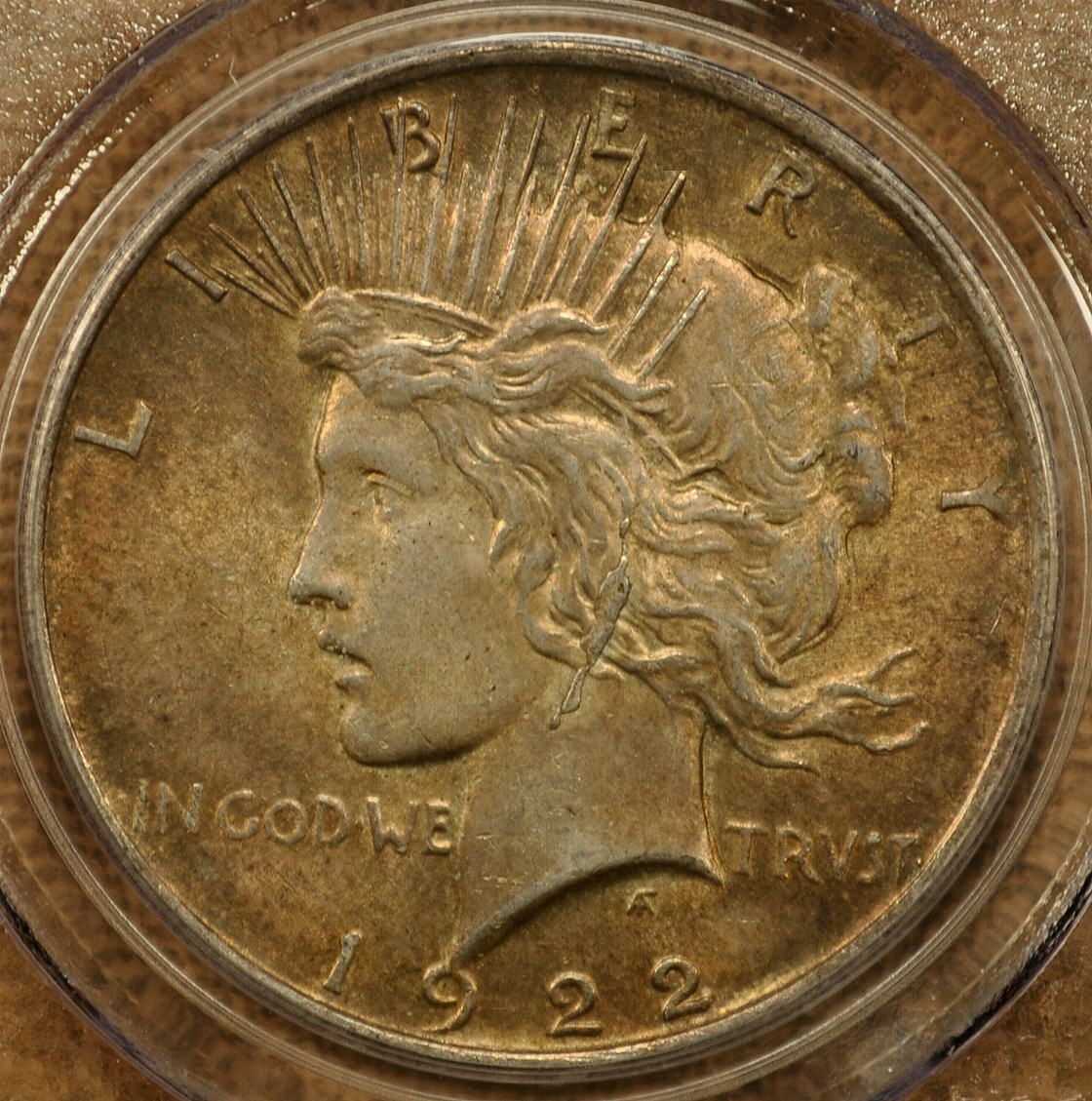 1922 PCGS AU55 VAM 2A Ear Ring Peace Dollar   Late Die State