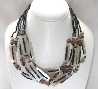 DESIGNER Multi Strand Beads & Shells NECKLACE Tropical Beach