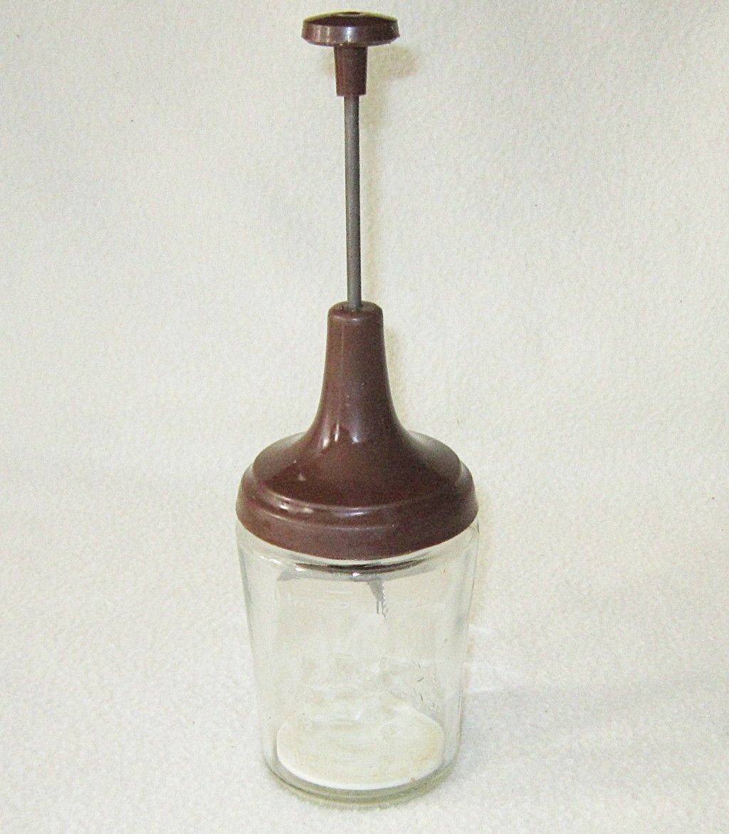 Vintage ACME Slap Food Chopper Vegetable Fruit Brown Lid w/ Glass