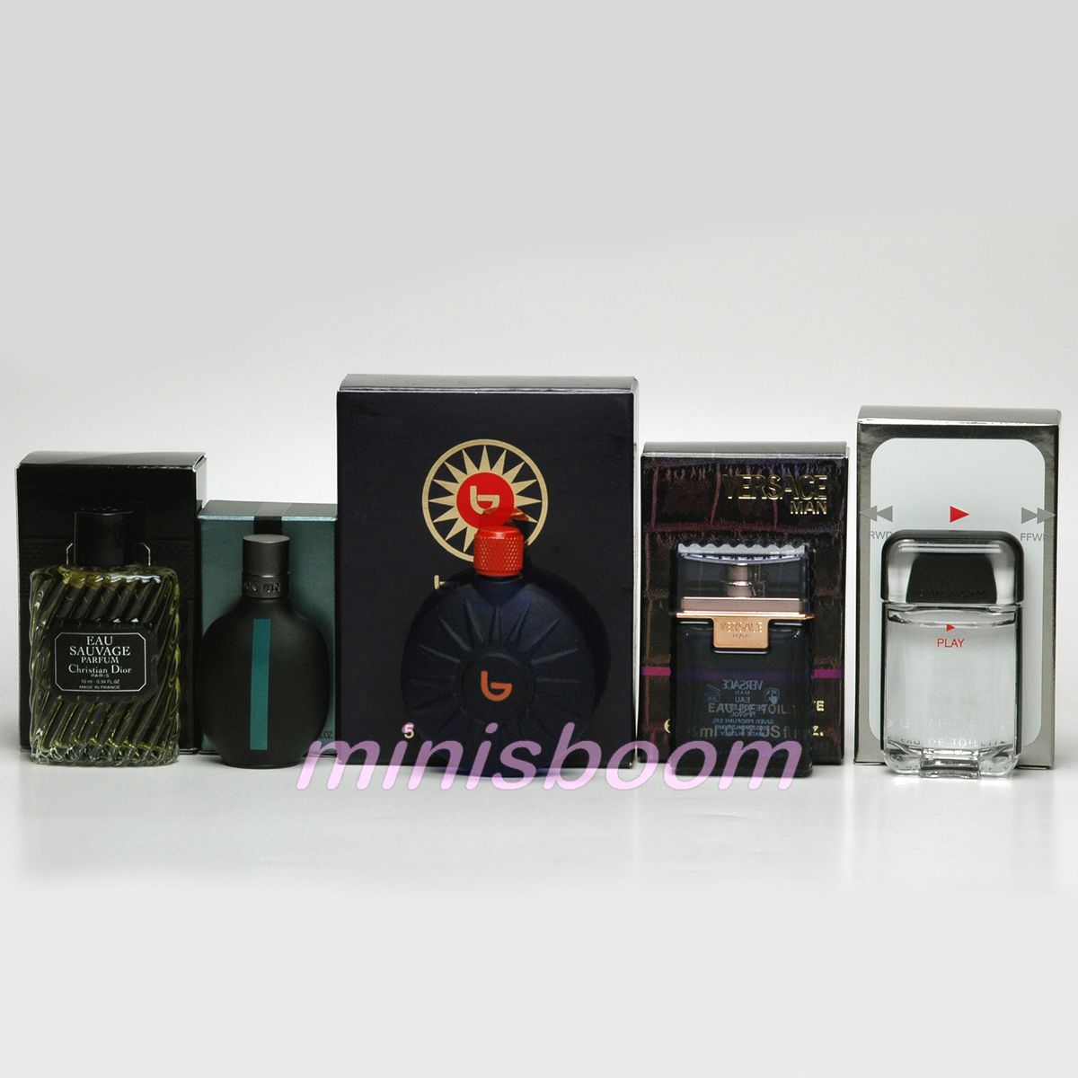 Mini Perfume Lot 5 Fragrances Men Dior Eau Sauvage Parfum Versace