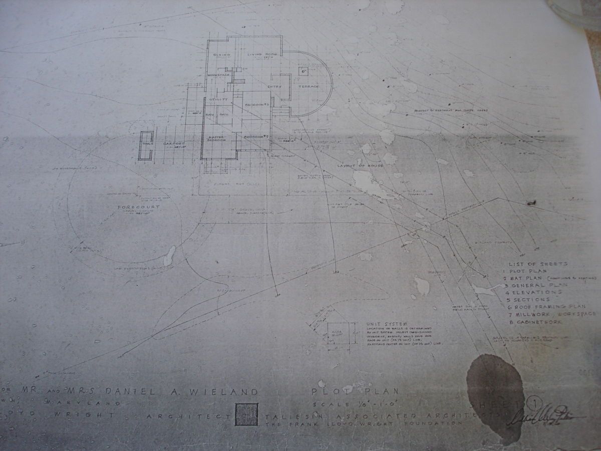 FRANK LLOYD WRIGHT   DANIEL WIELAND PROJECT BLUEPRINTS