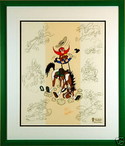 Friz Freleng Rideemsam Framed Signed Animation Cel