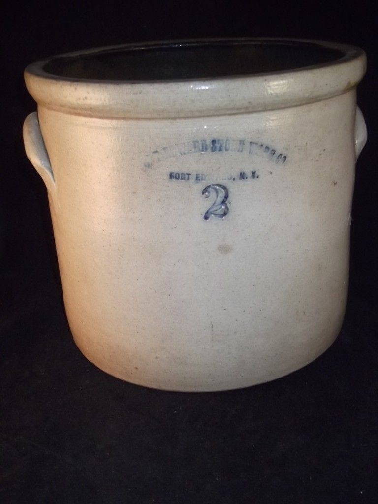 Antique Fort Edward Stone Ware Co 2 Gallon Jug Crock Double Handle