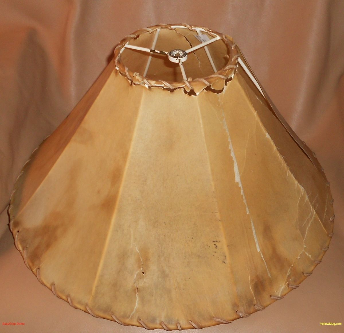 Antique Leonard R Foss Lamb Skin Lamp Shade Frame for Restoration 18 x