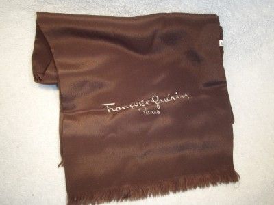 Auth. 100% pure Silk Scarf by Francoise Guerin PARIS BROWN WRAP