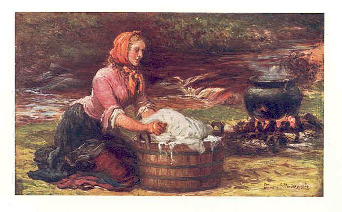 Ireland 1912 Washing Day in The West Old Vintage Print