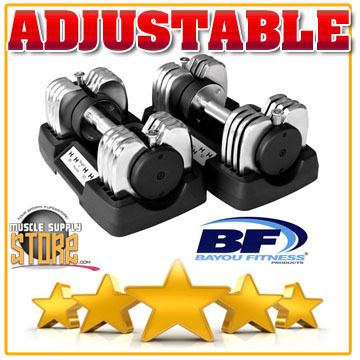  Two 50 lb Bayou Fitness Adjustable Pair Workout Dumbbells Free Weights