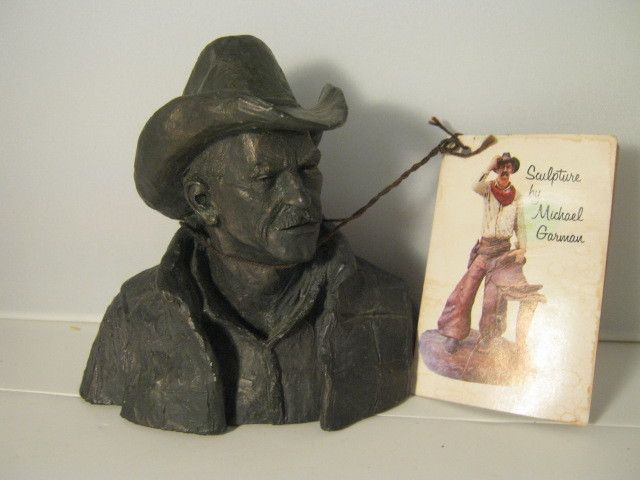 Sculpture Michael Garman Prod 1974 COWBOY Bust Hotel Darby Cowboy