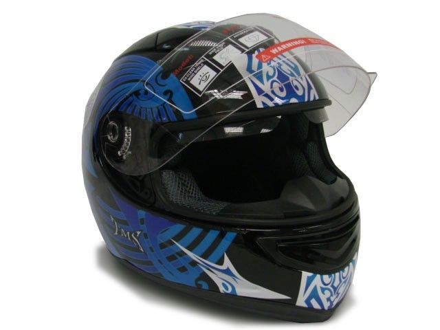  Blue Black Dual Visor Full Face Motorcycle Helmet Sun Shield