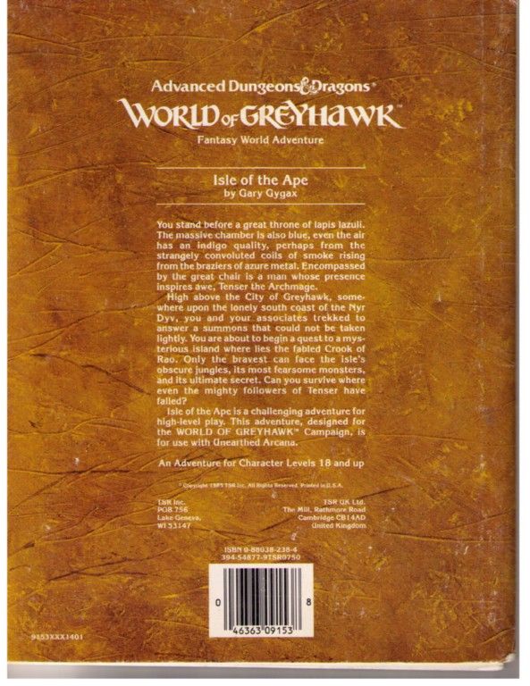 Module WG6 Isle of The Ape TSR 9153 Ad D D D Greyhawk