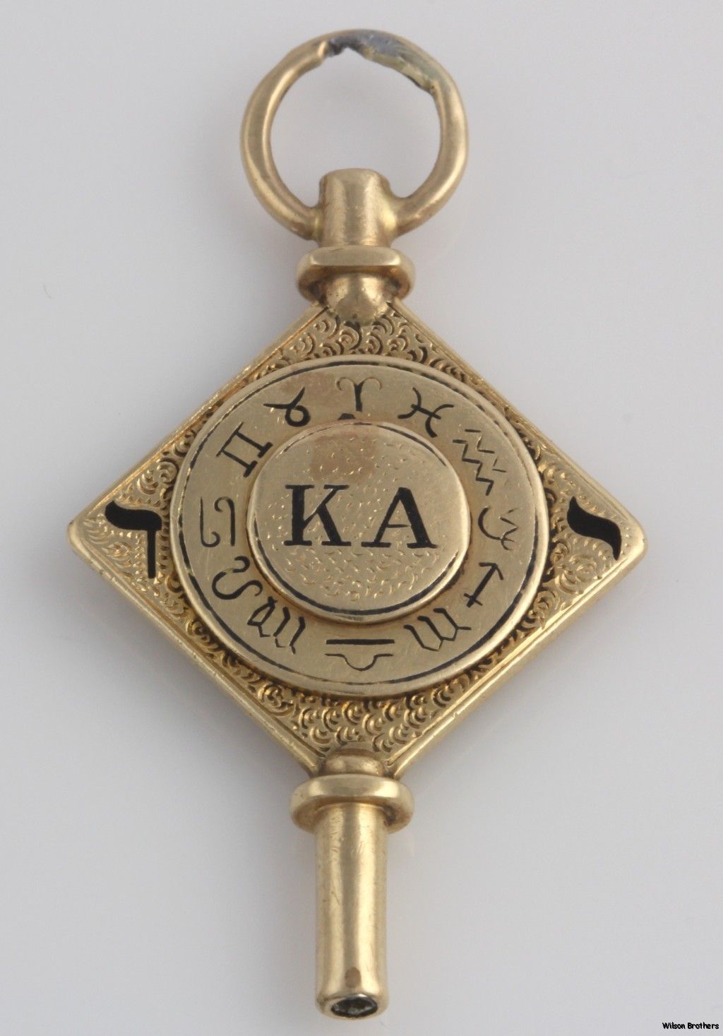 Kappa Alpha Society Vintage Members Key   14k Solid Yellow Gold Fob