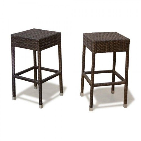 Cute 2 Outdoor Furniture Wicker Patio Bar Stools Chairs Garden New