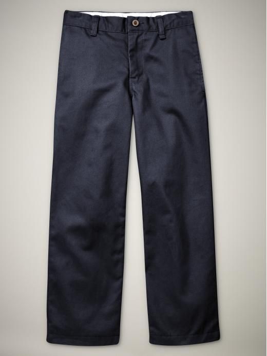 NWT KIDS GAP BOYS SHIELD FLAT FRONT NANOTEX UNIFORM PANTS navy blue