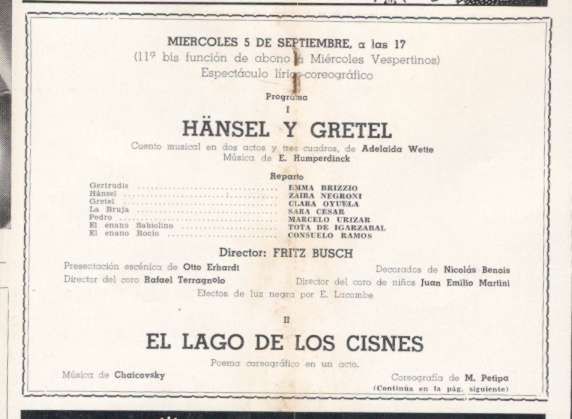 Programme Colon Theatre Opera E Brizzio Z Negroni 1945