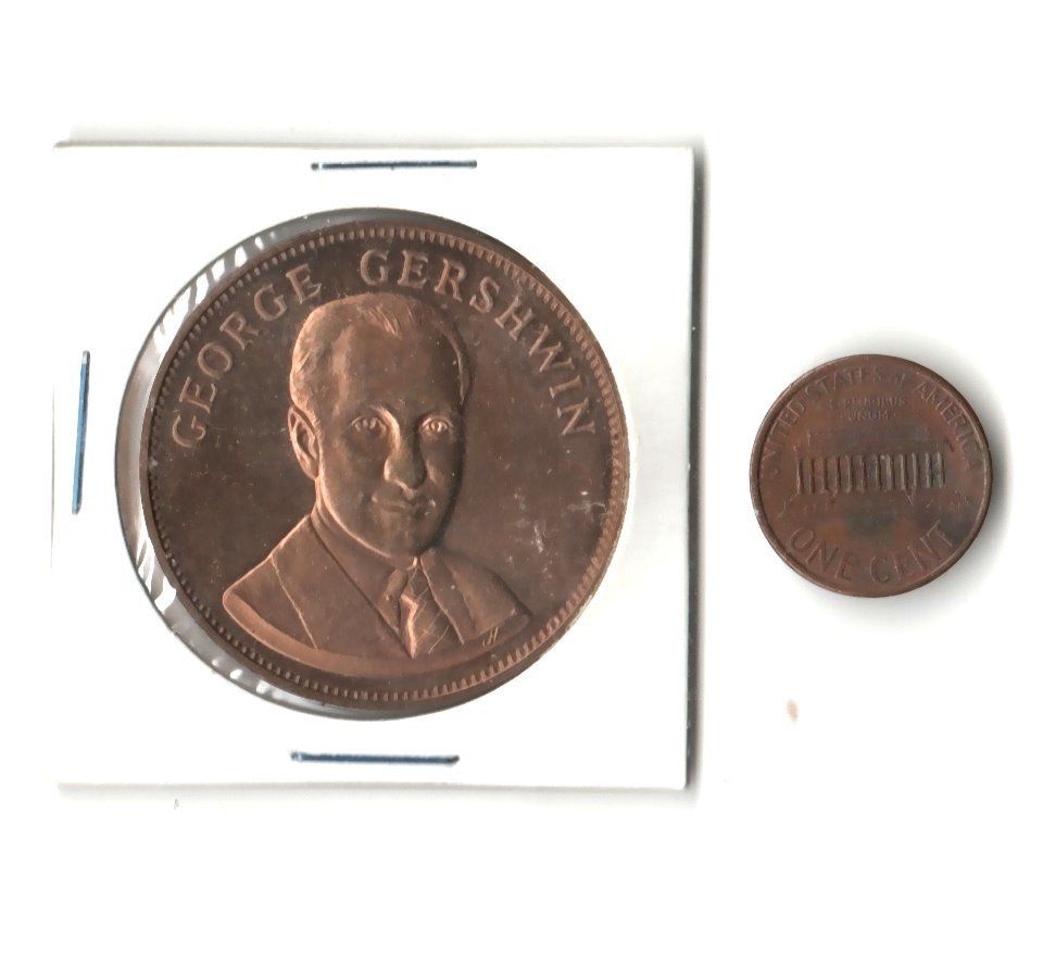 1971 GEORGE GERSHWIN SOLID BRONZE BULLION COMMEMORATIVE COIN MEDAL